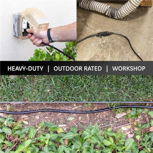 Outdoor Extension Cord,15 Ft,Heavy Duty Extension Cord,Double Insulated,Grounded - Picture 6 of 7